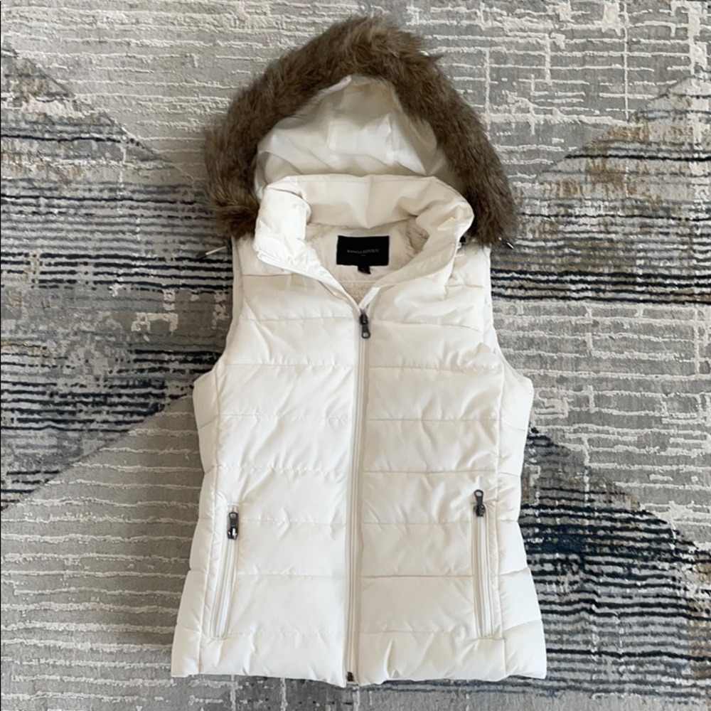Puffer Vest with fur lined hood